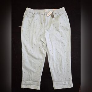 New Lane Bryant Women's 18 Boyfriend Capri Mid Rise  with Dots